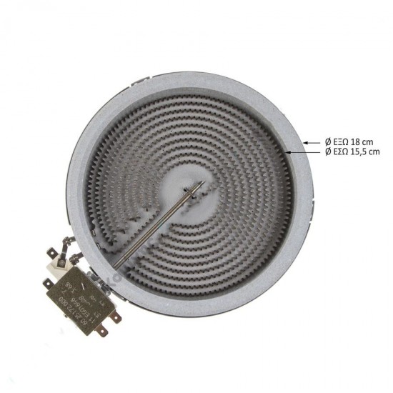 ΕΣΤΙΑ ΚΟΥΖΙΝΑΣ ΚΕΡΑΜΙΚΗ WHIRLPOOL AEG ZANUSSI BOSCH NEFF PITSOS SIEMENS ΜΟΝΗ Φ180ΜΜ 1400W 4 ΕΠΑΦΕΣ 481231018888